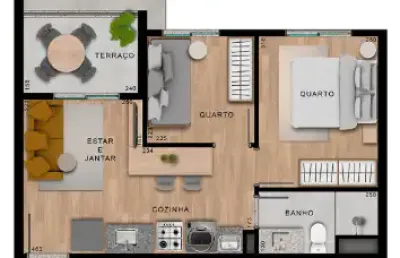 Apartamento 2 Dormitorios com vaga de garagem