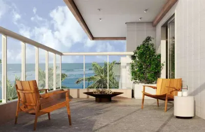 Apto de 2 dorm c/ suíte, frente mar, 73,98 m² de área útil. bairro: jardim real.