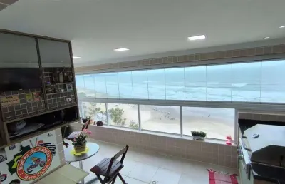 Apto de 3 dorm c/ 1 suíte, sacada gourmet, vista mar, 132,1  m² de área útil. bairro: mirim.