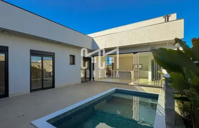 Casa térrea em indaiatuba, condomínio maria cândida com 3 suítes - 180 m²