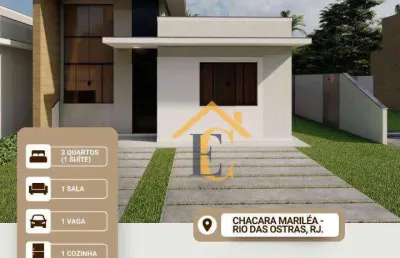 Casa com 3 dormitórios à venda, 77 m² por r$ 410.000 - jardim mariléa - rio das ostras/rj