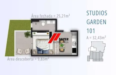 Studio garden com área privativa 600m da ufsc | smart 1 trindade