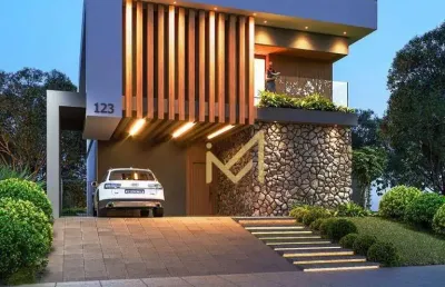 Sobrado no terras alpha: 4 suítes + 4 vagas com 260m² por r$ 1.980.000 - cascavel/pr