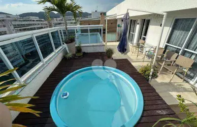 Lopes enjoy vende cobertura duplex 3 quartos, 154 m², 2 vagas de garagem, condomínio onda carioca.