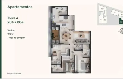 Apartamento 3 quartos sendo 3 suítes  no bairro pedra branca em palhoça