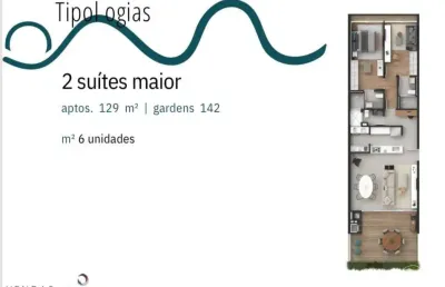 Apartamento de 2 quartos sendo os 2 suítes e 129,72m² em cacupé
