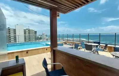 Vendo lindo studio novo em oportunidade  frente mar mobiliado  e decorado em condomínio  com total  infraestrutura  novo no costa azul