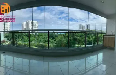 Alugo em exclusividade apartamento  com 142m², 3 suítes completas com armários e ar, sala ampliada, varanda gourmet no resort  le parc  - patamares - salvador/ba.