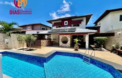 Vendo em exclusividade linda casa com 4/4 suítes, piscina privativa, garagem, jardim em condomínio fechado em patamares, salvador-ba