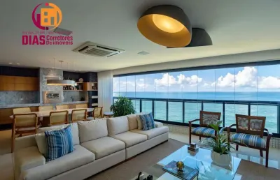 Vendo apartamento dos sonhos com 338m2 com vista mar para barra e cristo reformado e decorado, 4/4, 5 vagas ,  alto padrão na  barra, salvador/ba