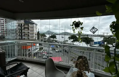 Apartamento vista mar de 3 suites 199m² na ponta da praia com varanda gourmet e lazer completo