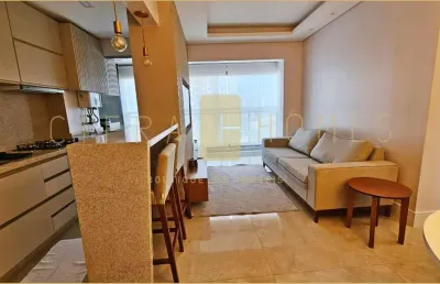 Apartamento mobiliado, para venda e locação, com 1 suíte, 2 banheiros e lazer completo em localizaç