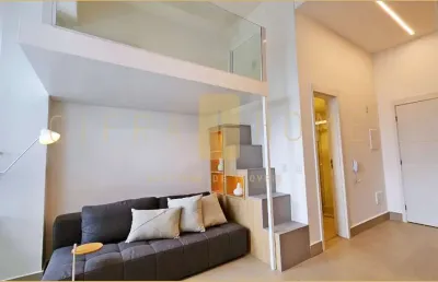 Studio mobiliado de 29m² com mezanino, ar condicionado e vista deslumbrante da cidade de são paulo.