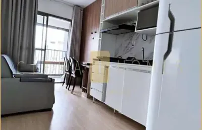 Apartamento para locação, mobiliado, novo, de 34m² com 1 dormitório, sacada, ar-condicionado e exce