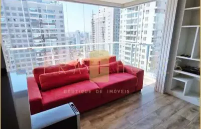 Studio mobiliado de 45 m², 1 dormitório,  com sacada, área verde, piscina e academia na zona sul.