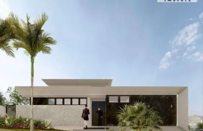 Terreno com projeto aprovado no condomínio alphaville. opção de entrega com a casa pronta. casa 4 suítes, 1 master, espaço gourmet, piscina e quintal.