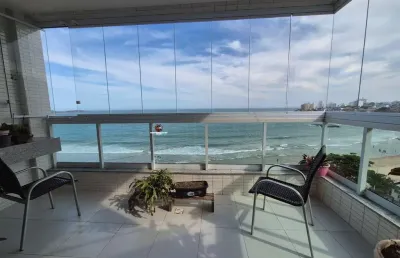 Apartamento frente total para o mar na praia do morro em guarapari es, 3 suítes, 2 vagas de garagem