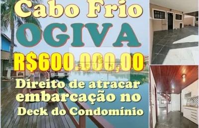 Casa geminada triplex à venda na ogiva, cabo frio - com deck para lancha