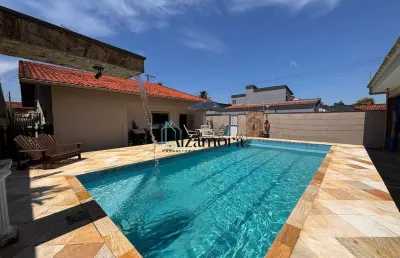 Casa com piscina, 100 metros da praia no cibratel ii, itanhaém/sp