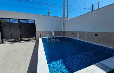 Casa nova com 03 dormitórios e piscina á poucos metros do mar jd bopiranga itanhaém -sp