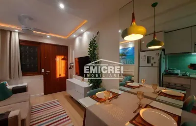Emicrei vende - apto 1 dormitório, frente, sacada, garagem, elevador, todo reformado, mobiliado, equipado, automatizado. r$ 399.000 - capão da canoa