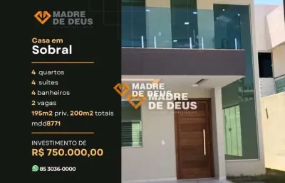 Casa em condomínio fechado com 4 quartos à venda na viviane aguiar holanda, 1076, nossa senhora de fátima, sobral por r$ 750.000