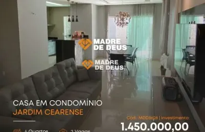 Casa em condomínio fechado com 4 quartos à venda na rua holanda, 1717, jardim cearense, fortaleza por r$ 1.450.000