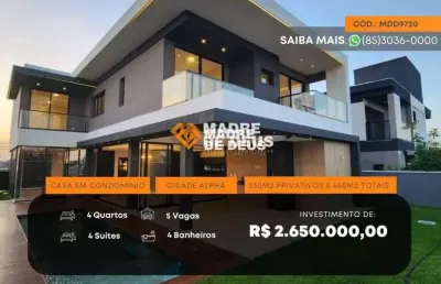 Casa em condomínio fechado com 4 quartos à venda na 4° anel viário, 1, cidade alpha, eusébio por r$ 2.650.000