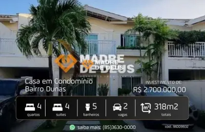 Casa em condomínio fechado com 5 quartos à venda na rua teatrólogo silvano serra, 570, dunas, fortaleza por r$ 2.600.000