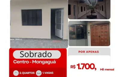 Sobrado para locação em mongaguá, centro, 2 dormitórios, 1 banheiro, 1 vaga