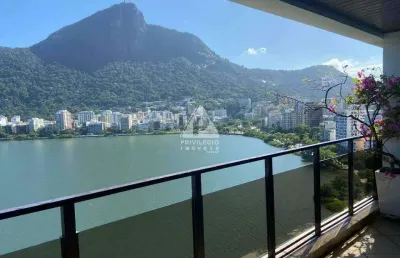 Espetacular cobertura duplex | vista panorâmica para a lagoa e cristo | 4 quartos (2 suítes) | 3 vagas na escritura