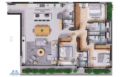 Apartamento com 3 dormitórios à venda, 141 m² por r$ 4.153.516,00 - centro - florianópolis/sc