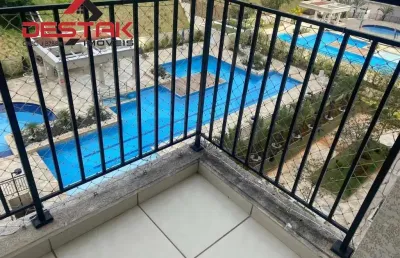Apartamento a venda no flex i, andar alto e linda vista para as piscinas.