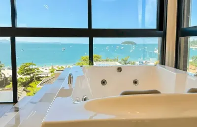 Lindissimo apartamento com vista mar, decorado, à venda, em jurerê, florianópolis, sc
