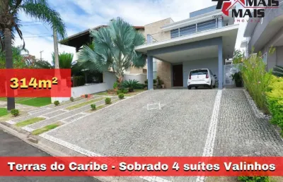 Terras do caribe, sobrado, 4 suítes, escritório, banheira, piscina