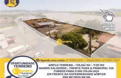 Amplo terreno - itajaí/sc - 7.121 m2 bairro salseiros - frente para a principal via