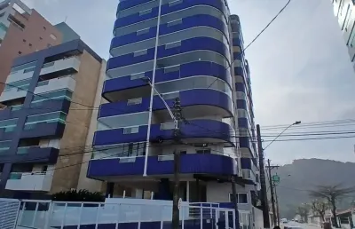 Lindo apartamento 2 dormitórios c/ 2 suítes frente ao mar centro de mongaguá–mobiliado.