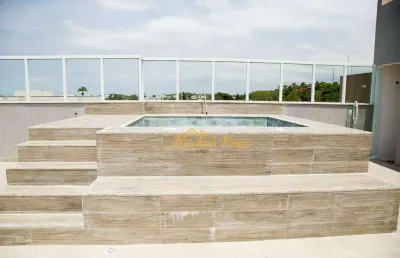 Excelente cobertura duplex, com vista para o mar na praia de costazul, piscina e área gourmet, 3 quartos à venda, 133 m² costazul - rio das ostras/rj.