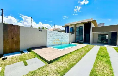 Belíssima casa linear alto padrão em meio lote, 3 quartos, com área gourmet à venda, 105 m² ouro verde/região de costazul