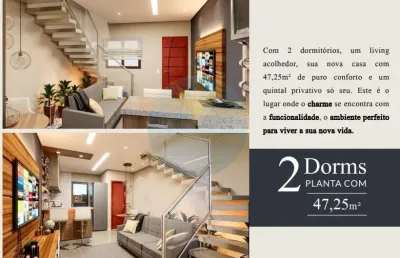 Casa em condomínio fechado com 2 quartos à venda na rua dos agrimensores, 308, chácara ondas verdes, cotia, 47 m2 por r$ 285.252