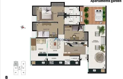 Apartamento garden 03 quartos com suíte, elevador e  02 vagas de garagem.