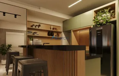 Studio garden com varanda gourmet e lazer completo na cobertura