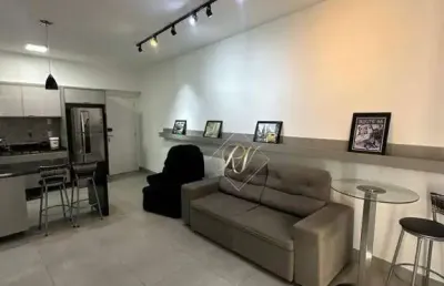 Mobiliado, apartamento tipo studio, sacada fechada em vidros, lazer completo na cidade de santos!!!