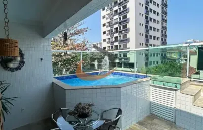Sobreposta duplex mobiliada  com área gourmet e piscina no bairro aparecida- santos
