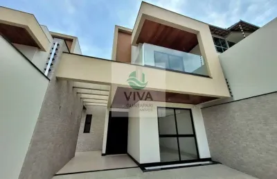 Casa composta por  3 suítes com área gourmet á venda no bairro são judas tadeu, guarapari-es - realize negócios imobiliários.