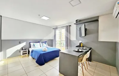 Flat mobiliado para locação no edifício monte santo, próximo a verace pizzaria - ribeirão preto/sp.
