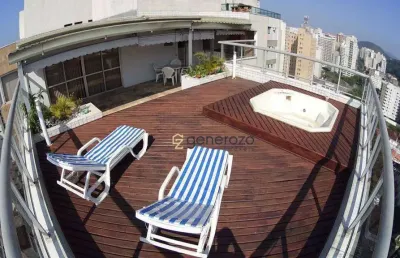 Cobertura a venda em pitangueiras - guarujá, 04 dormitórios, com jacuzzi, churrasqueira e 02 vagas de garagem