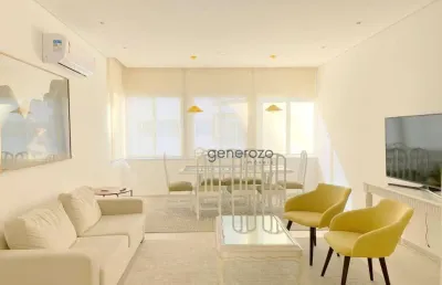 Apartamento na praia de pitangueiras, 03 dormitórios, 01 vaga, quadra da praia