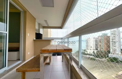 Apartamento a venda na praia das astúrias, frente ao mar, varanda gourmet, 03 dormitórios, 02 vagas de garagem