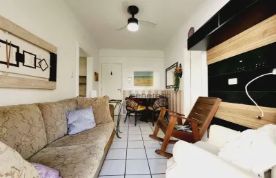 Apartamento a venda na praia das pitangueiras, 01 dormitório, com garagem e sacada
